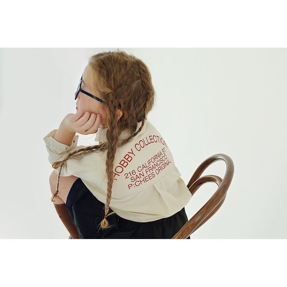 【ピーチーズ】ジュニア ヴィンテージライク ワンポイント刺繍ポケット バックロゴ長袖シャツ