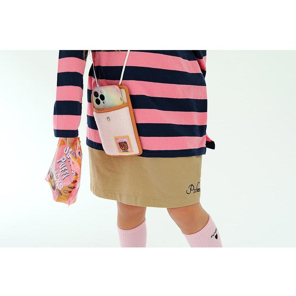 【ピーチーズ】ジュニア 裾ロゴ刺繍 台形チノスカート